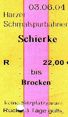Brockenfahrkarte